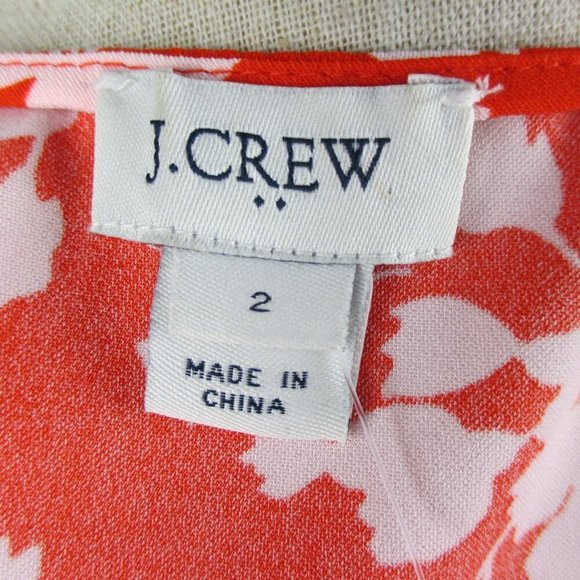J.Crew Red and White Floral Printed Wrap Dress Size 2 Fall - Picture 6 of 7